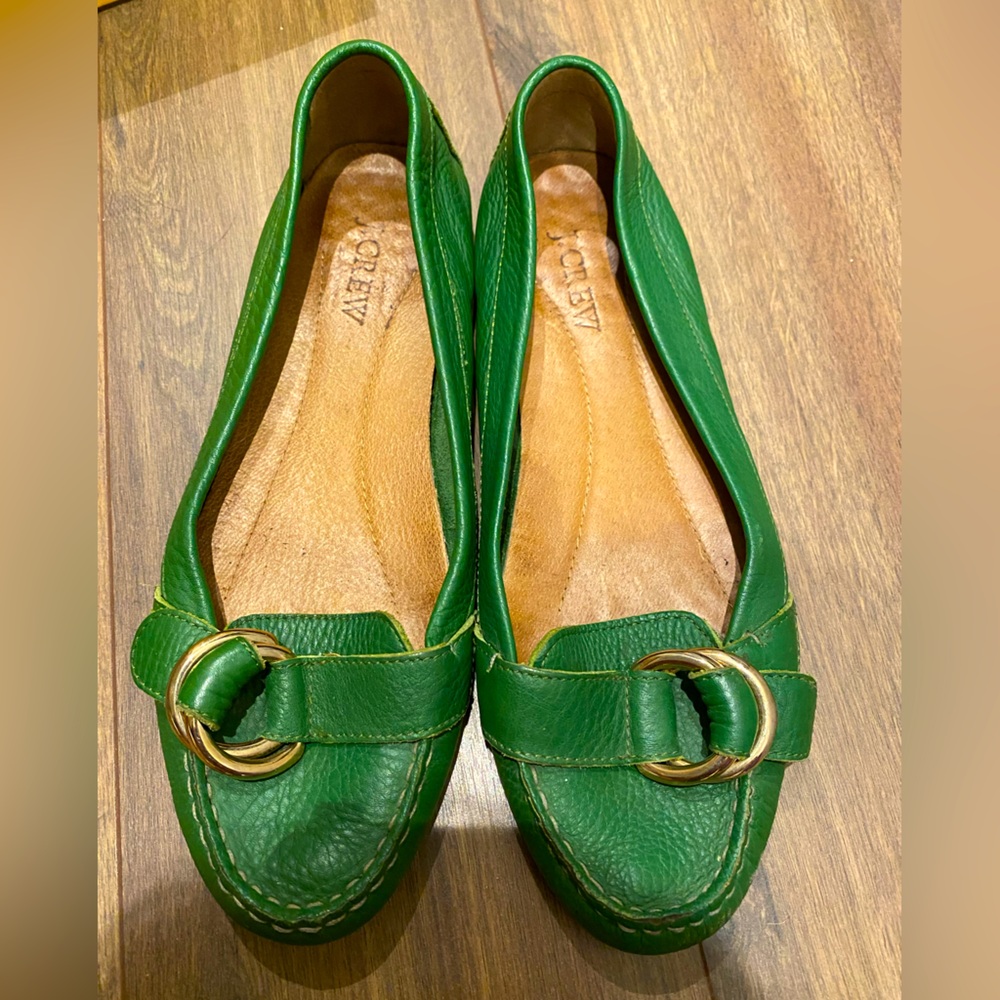 Forest green J. Crew driving mocassins/easy loafers